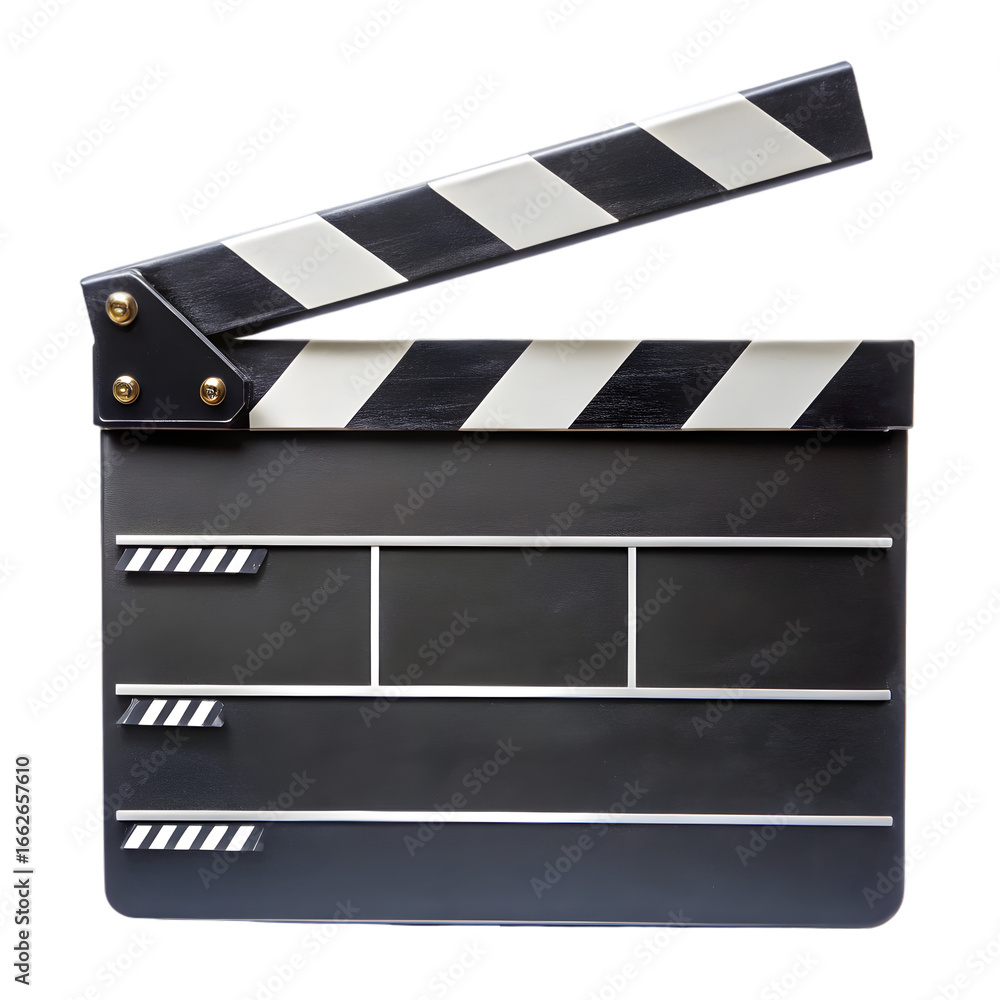 Fototapeta premium Film clapperboard movie production PNG icon isolated with transparent background
