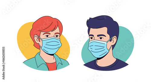 Two people wearing protective face masks during a health crisis understanding pandemic prevention measures