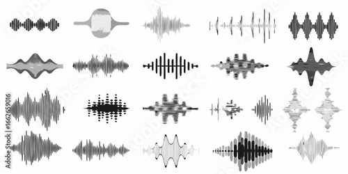 Collection of Abstract Sound Wave Forms audio waveform