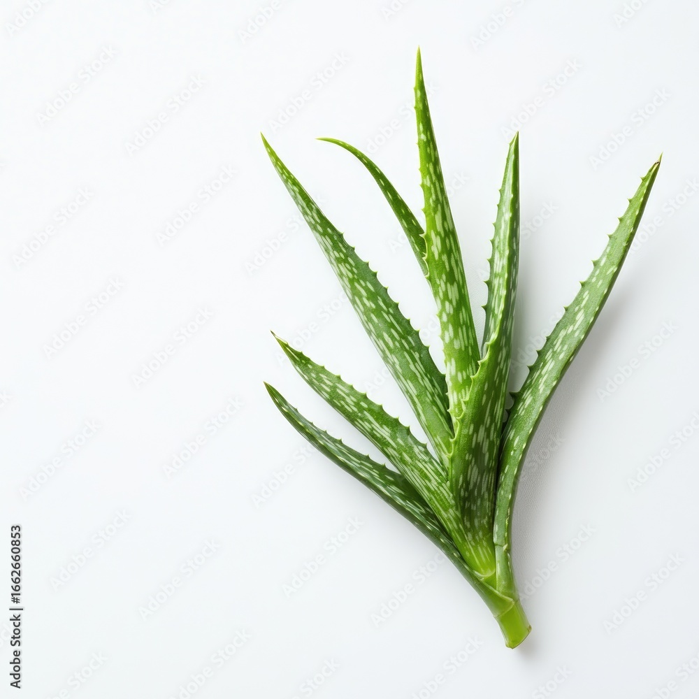 Fototapeta premium Fresh aloe vera leaves on white background