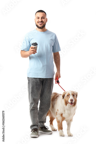 Young man with coffee cup a...