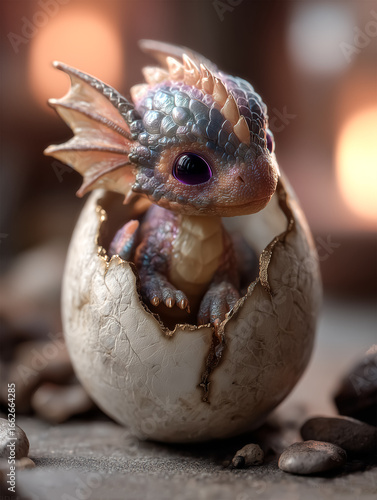 The gray dragon mixed with egg color has wings on the ears in the eggshell.