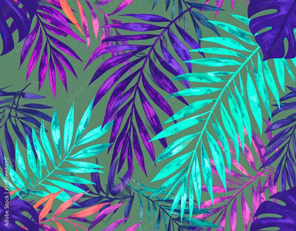 Naklejka premium Vibrant tropical leaf pattern