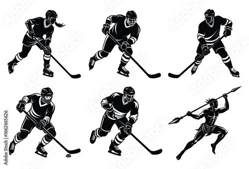 one caucasian man hockey player in studio silhouette isolated on white background