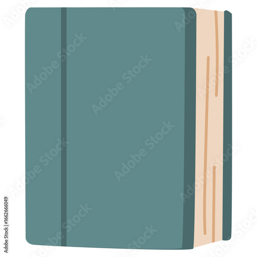 Thick green hardcover book illustration, great for studying, education, office reference, library themes, and student projects.