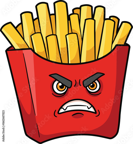 Angry french fries cartoon character