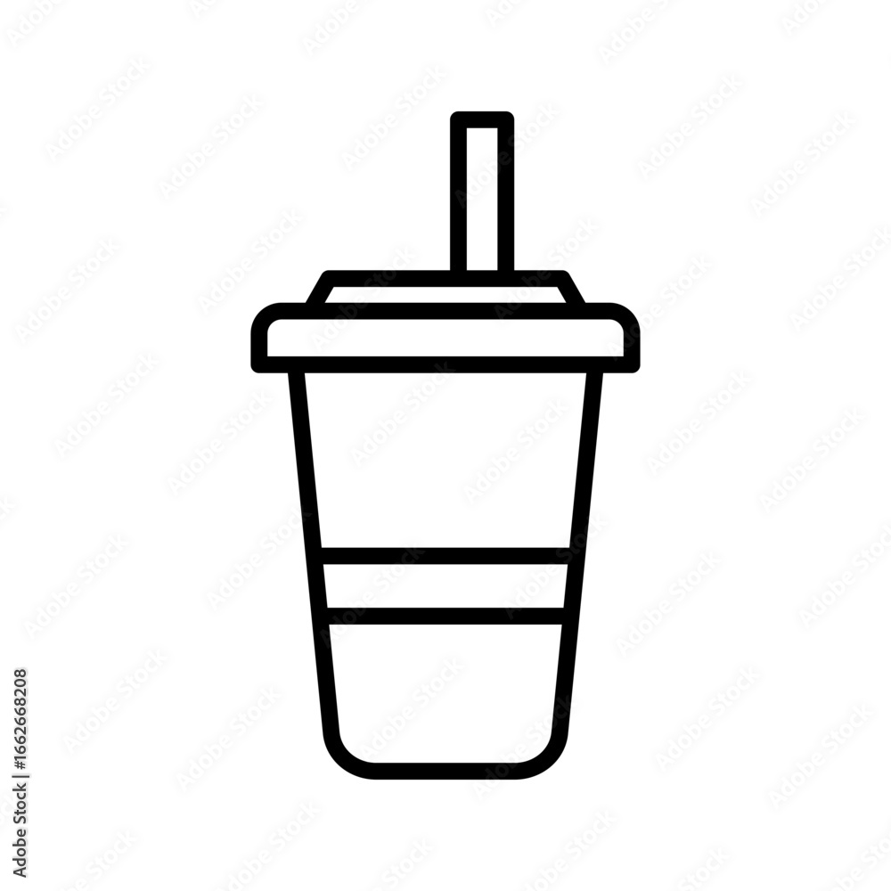 Fototapeta premium Disposable Drink Cup Icon – Line Art Takeaway Beverage Vector.