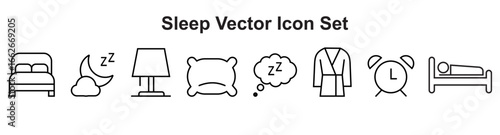 Sleep Vector Icon Set  Adjustable Line vector