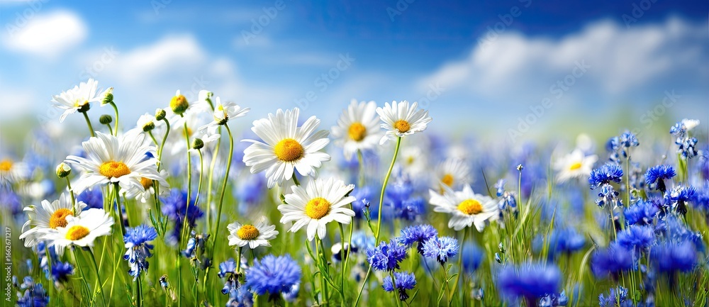 Fototapeta premium Wildflower Meadow Under a Sunny Sky