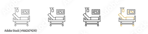 ICU Units icon set in outline style with various sizes