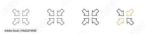 Assembly Point icon set in outline style with various sizes