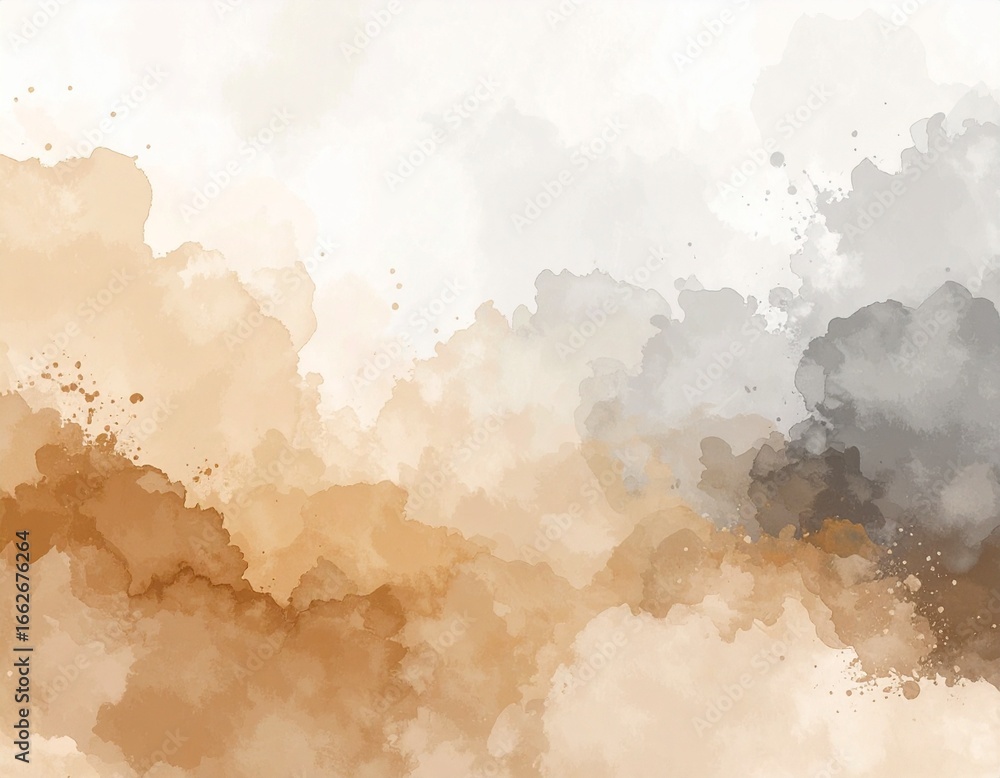 Obraz premium Watercolor style lifestyle background with muted brown and gray watercolor tones, warm and soft abstract design for modern use