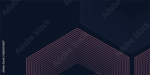 Abstract grey and red circle line vector on dark background. Modern simple overlap circle lines texture creative design. Suit for poster, cover, banner, flyer, brochure,