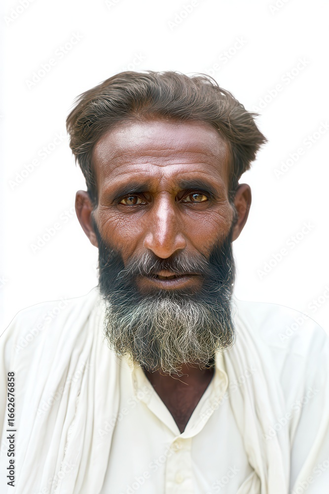 Obraz premium Pakistani poor man isolated in white background