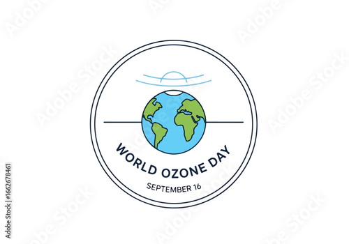 World Ozone Day illustration featuring planet Earth with a protective atmospheric layer.