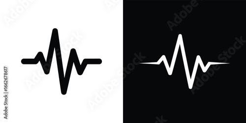 Black and White Pulse Line on Contrasting Backgrounds Symbolism Design