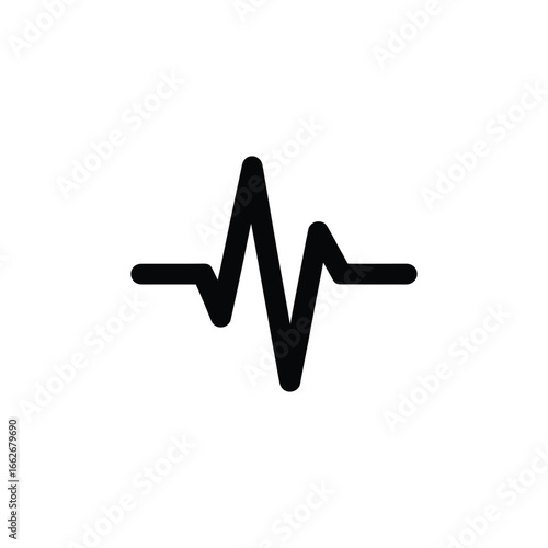 Black Sinus Rhythm Line on Transparent Background, Single Line Graph, Waveform