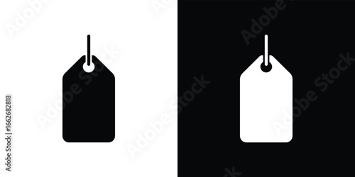 Isolated Dual Tone Price Tags Black and White Label with Hanging String