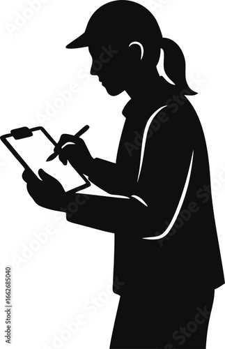 Census Worker Silhouette – Community Data Collection Vector