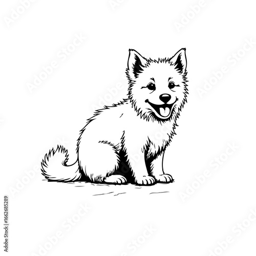 A delightful canine friend, cute dog sitting, a charming illustration, a vector drawing showcasing