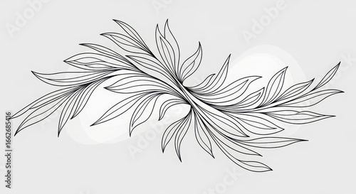 Elegant black and white sketch of lush foliage botanical design perfect for decorative applications and artistic projects