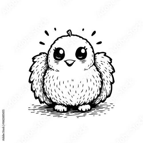 Adorable baby chick cartoon drawing offering innocence and joy a heartening illustration for