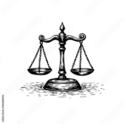 Artistic depiction of scales symbolising equilibrium precision and impartiality in legal