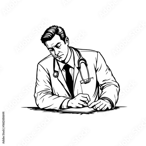 Attentive healthcare professional meticulously documenting patient information with focused