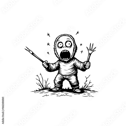 Cartoon depiction of a startled figure with kitchen utensils expressing bewilderment and comedic