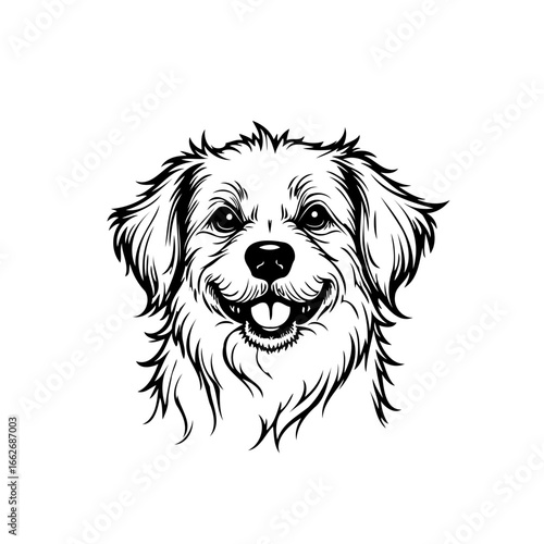 Charming canine companion vector art showcasing a happy dog face with detailed fur and expression