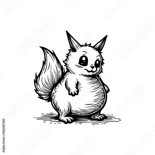 Charming cartoon squirrel character art: a whimsical depiction with fluffy tail and inquisitive
