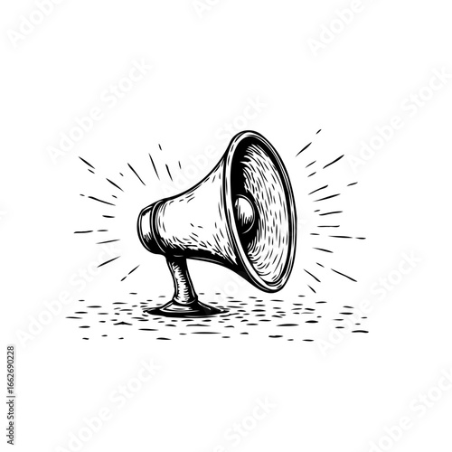 Engraved megaphone announcement amplifying message illustration delivering information