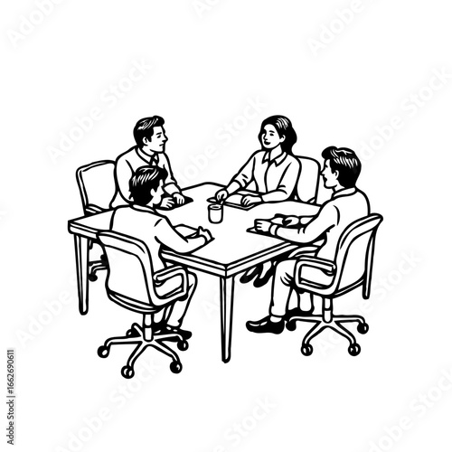 Group of business professionals engaged in collaborative strategy brainstorming and decision