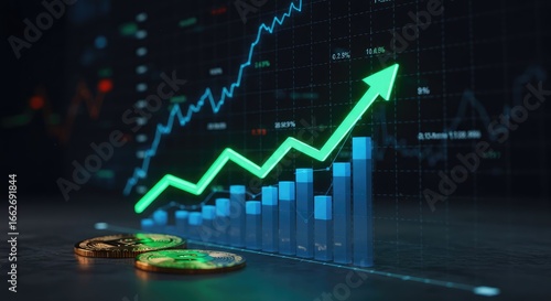 Wallpaper Mural Realistic Financial Chart and Arrow Upwards Investment Increase Concept Torontodigital.ca