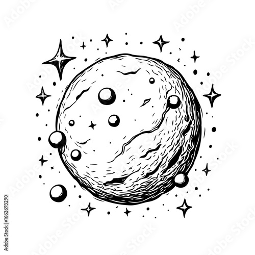 Mystical celestial sphere in a starry expanse captivating artwork showcasing a celestial body