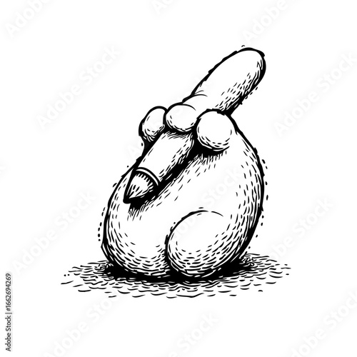 Stylized ink drawing showcasing a hand holding a pencil emphasizing creative expression and