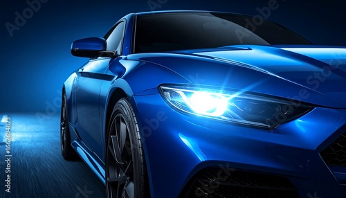 Modern blue sports car close-up