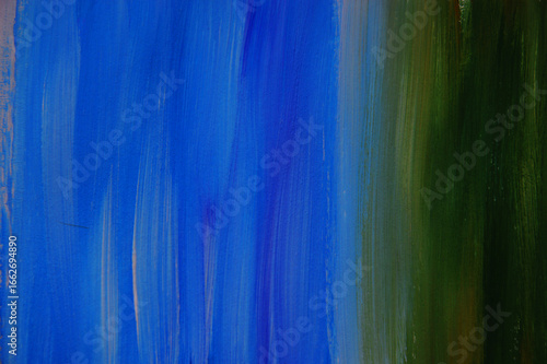 Abstract striped watercolor background. Bright multicolored vertical green and blue lines, gradient.