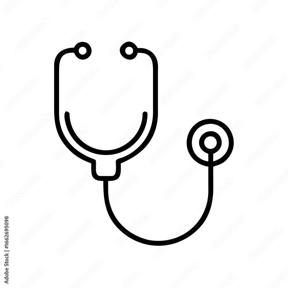 Stethoscope icon in minimalist design with black outline Stethoscope icon in minimalist design with black outline