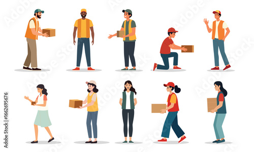 Humanitarian day character vector graphic illustration set