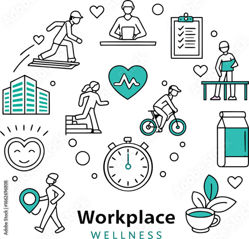 Vector of Promoting healthy lifestyles and well being in the workplace environment.