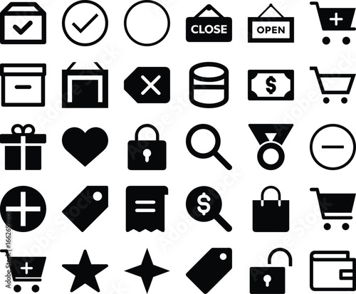 Shopping and E-commerce Icon Set, Vector Illustration