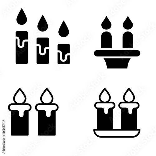 Candle Vector Icon – Burning Wax Light Symbol for Decoration and Religious Design