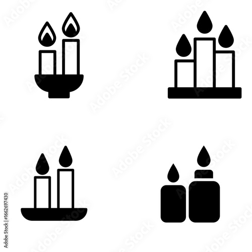 Candle Vector Icon – Burning Wax Light Symbol for Decoration and Religious Design