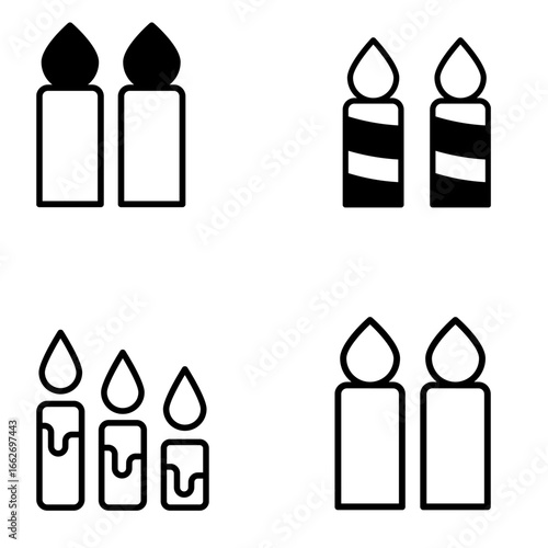 Candle Vector Icon – Burning Wax Light Symbol for Decoration and Religious Design