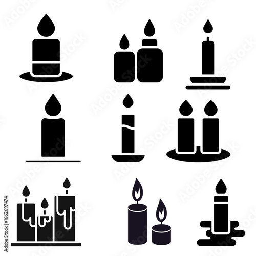 Candle Vector Icon – Burning Wax Light Symbol for Decoration and Religious Design