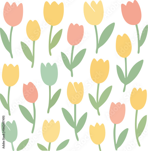 Wallpaper Mural Simple Colorful Tulip Flower Illustration on White Background. Torontodigital.ca