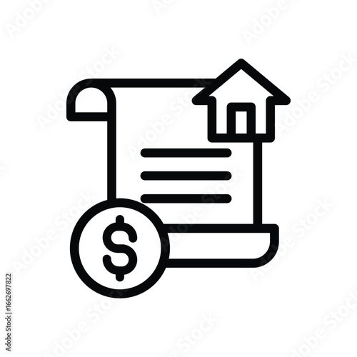Real Estate Document Icon: Home Purchase, Finance, Mortgage, Property