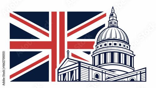 Explore london england uk united kingdom travel and architecture with british flag vector design