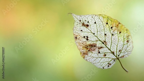 Delicate Leaf with Intricate Veins on Blurred Nature Background